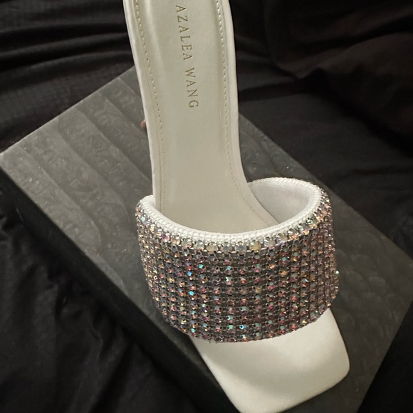 Women's White and Silver Embellished Heels - Picture 1 of 4